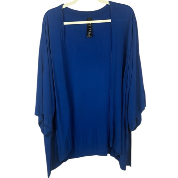 Kaliyana Cobalt Blue Short Kimono with Waterfall Hem and Draped Sleeves Size 1 - Picture 1 of 11
